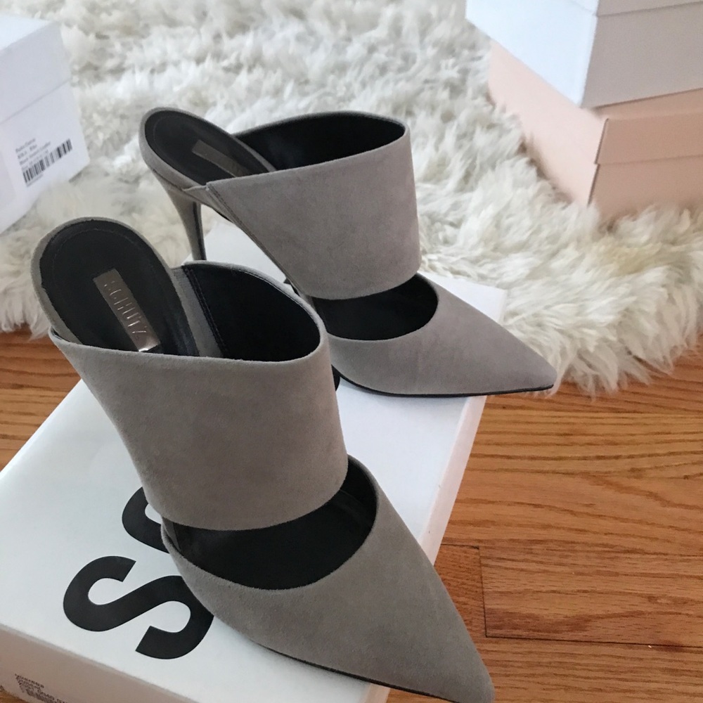 COPY - Schultz grey suede heeled mules